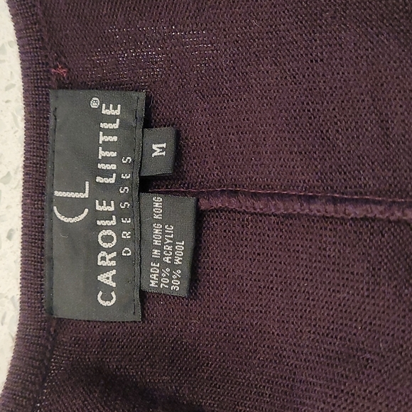 Carole Little Vintage Deep Purple Sweater Knit dress, M, 70% acrylic, 30% wool - Picture 7 of 9